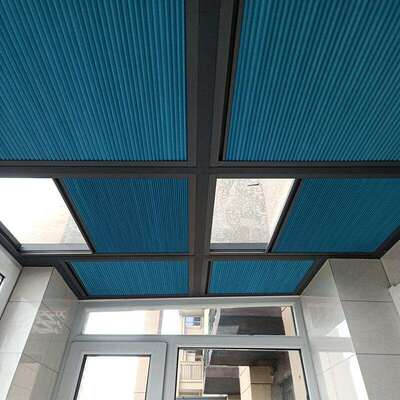 BTV4阳光房遮阳顶帘阳台天窗电动全遮光玻璃房顶隔热手拉蜂巢帘