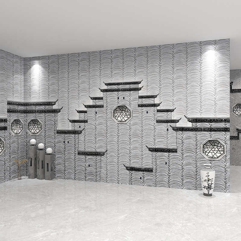 3d徽派建筑背景墙复古怀旧墙纸中式古风剧本杀酒店饭店包厢壁纸,家装主材,自贴墙纸/自粘墙纸,淘宝优惠券,粉丝福利购,淘宝优惠卷