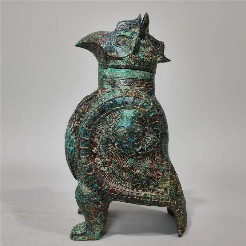 古青铜器洛阳鸮尊鸟樽猫头鹰青铜枭尊酒器古青铜器工艺摆件婚庆