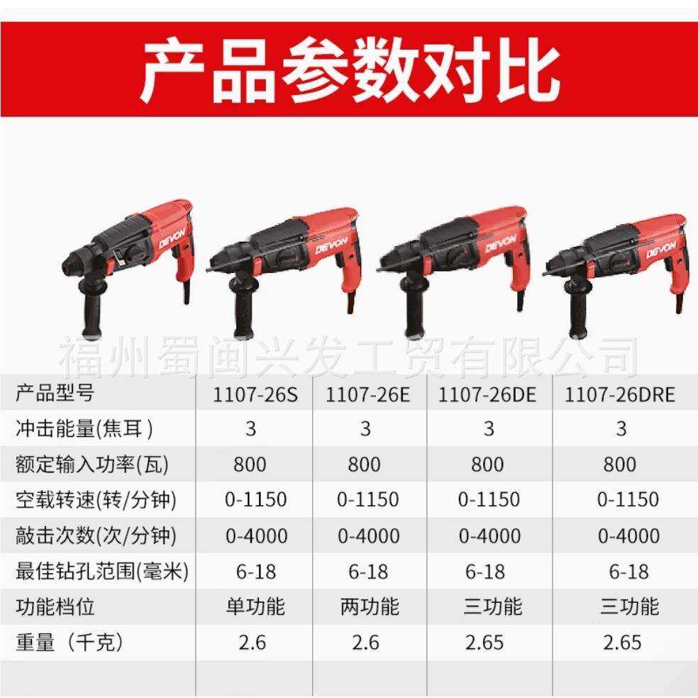 大有轻型电锤1107多功能冲击钻工业大功率26电捶电镐三用电动工具