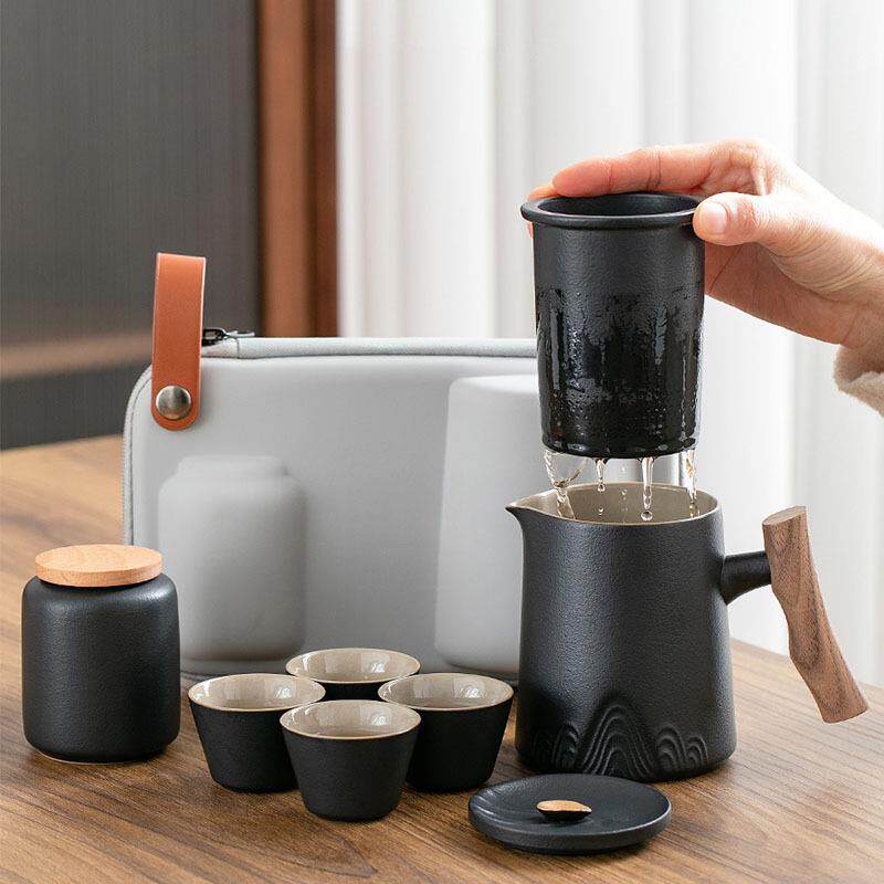 便携式旅行茶具小套装随身户外露营喝茶装备泡茶壶茶杯单人快客杯