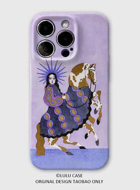 焱焱适用于iPhone16Promax艺术太阳神女骑马15promax手机壳菲林16高级感13油画12mini硬软壳11复古15苹果14pl