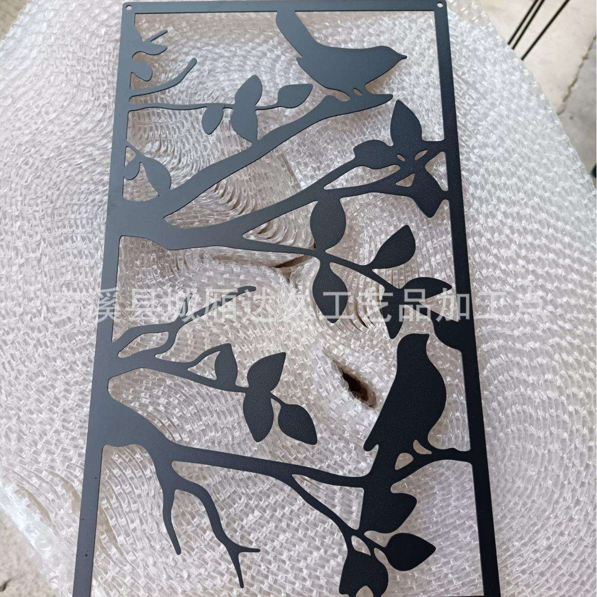 4件金属鸟和树枝墙艺术生命之树金属墙艺术带鸟的家庭花园挂墙雕