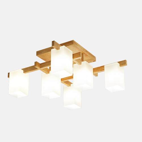 现代简约创意实木led客厅餐厅卧室书房原木吸顶灯灯具X8018