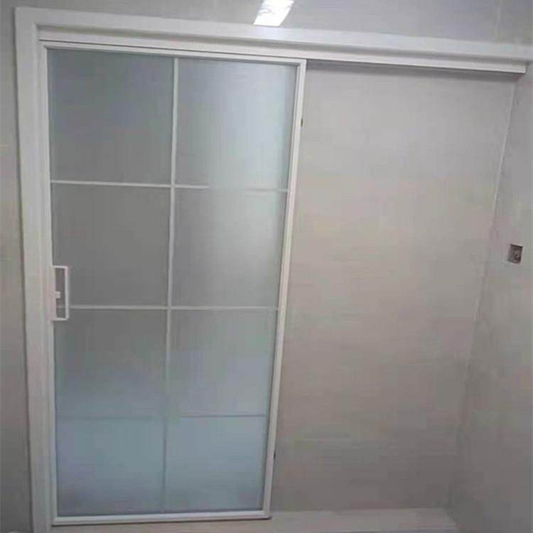 定制窄边卫生间单扇推拉门吊轨厨房隔断玻璃厕所铝镁合金单轨移门