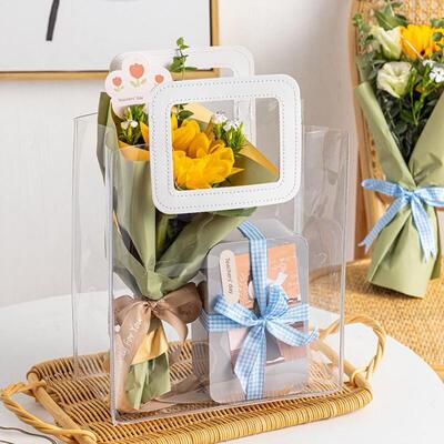 Gift bag PVC transparent handbag ins packaging bag plastic