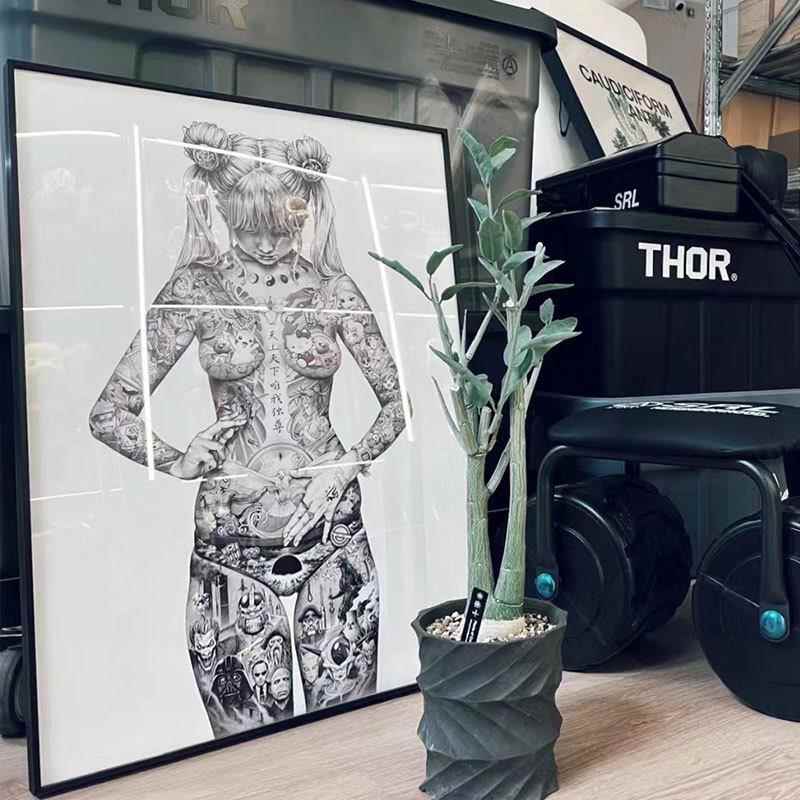 平成圣母大友昇平潮流艺术装饰画个性纹身美少女战士挂画版画