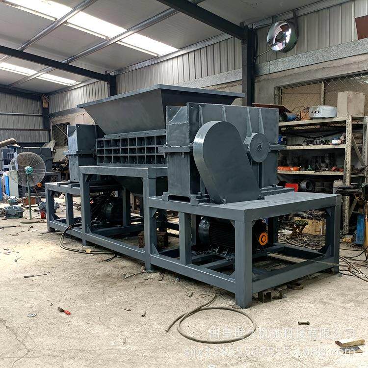 废旧金属油漆桶轮胎家具破碎机 橡胶塑料木材托盘大型双轴撕碎机