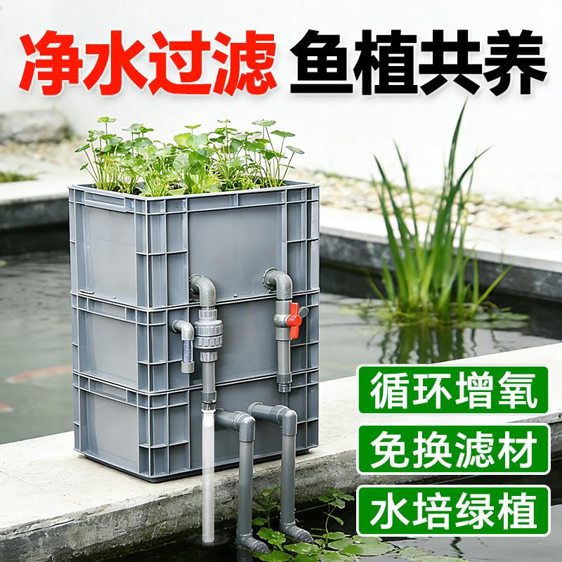 鱼缸沼泽周转箱自制DIY水培生态过滤盒鱼池龟缸三合一净水滴流盒