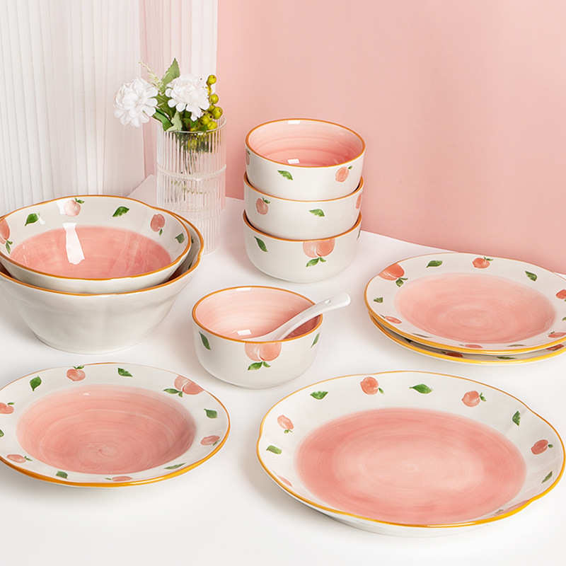 PK7J可爱少女心陶瓷碗筷一套精致一人食餐具碗碟套装家用2021新款