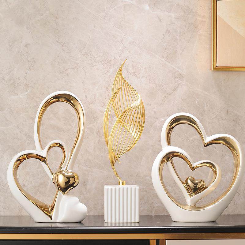 客厅摆件高端大气上档次现代简约心心相印客厅套装组合家居酒柜电,家居饰品,装饰摆件,淘宝优惠券,粉丝福利购,淘宝优惠卷