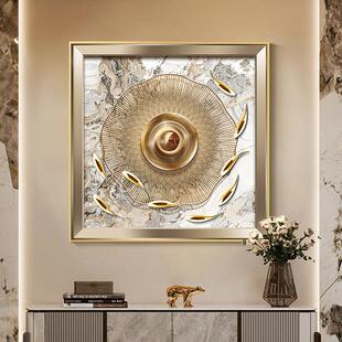 轻奢九鱼图玄关装饰画画意式极简抽象走廊过道挂画画饭厅桌正方形