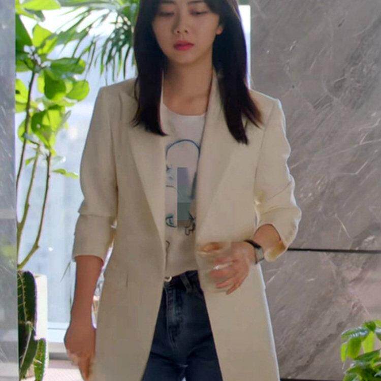 归路谭松韵同款白色小西装外套春秋薄款高级感宽松休闲小个子西服