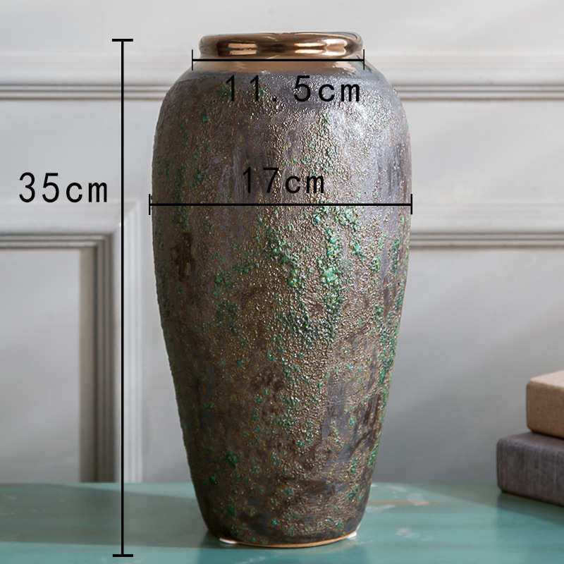复古花瓶中式简约插花粗 欧式新款新花盆客厅现代陶瓷景德镇陶罐
