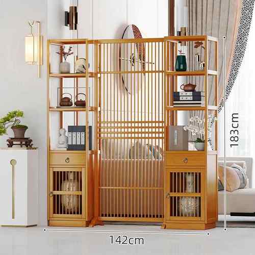 正品式屏风隔断客厅家用实中木挡格栅折叠移动入户玄新关办公遮室