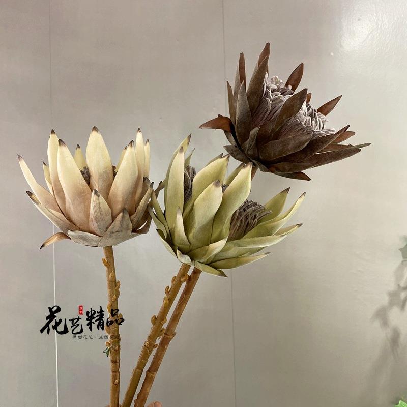 复古油画质感 帝王花公主花南非仿真花装饰花秋色系软装西欧风情