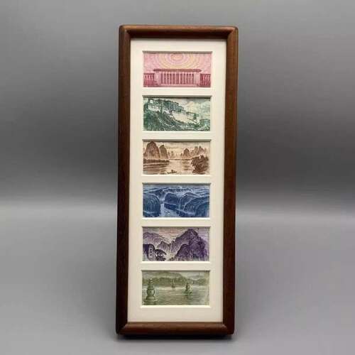 Six-panel black walnut photo frame, auspicious and wealth-at