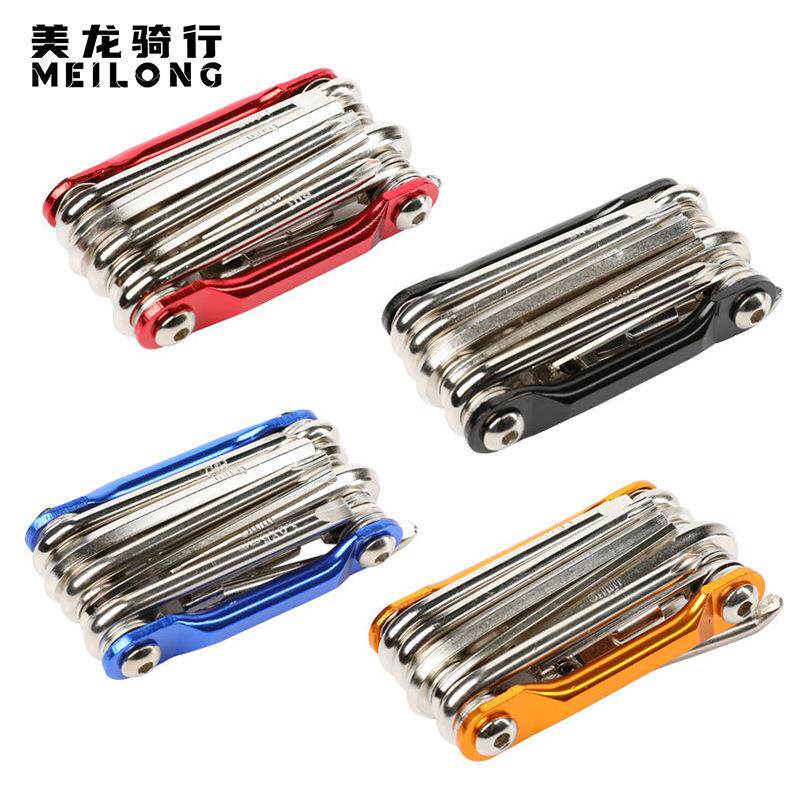 彩色铝合金组合工具山地自行车修车 维修工具带截链器修车套装