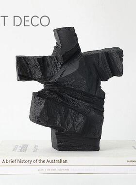 黑色人物摆件太极现代新中式抽象树脂艺术品样板间售楼部书房软装