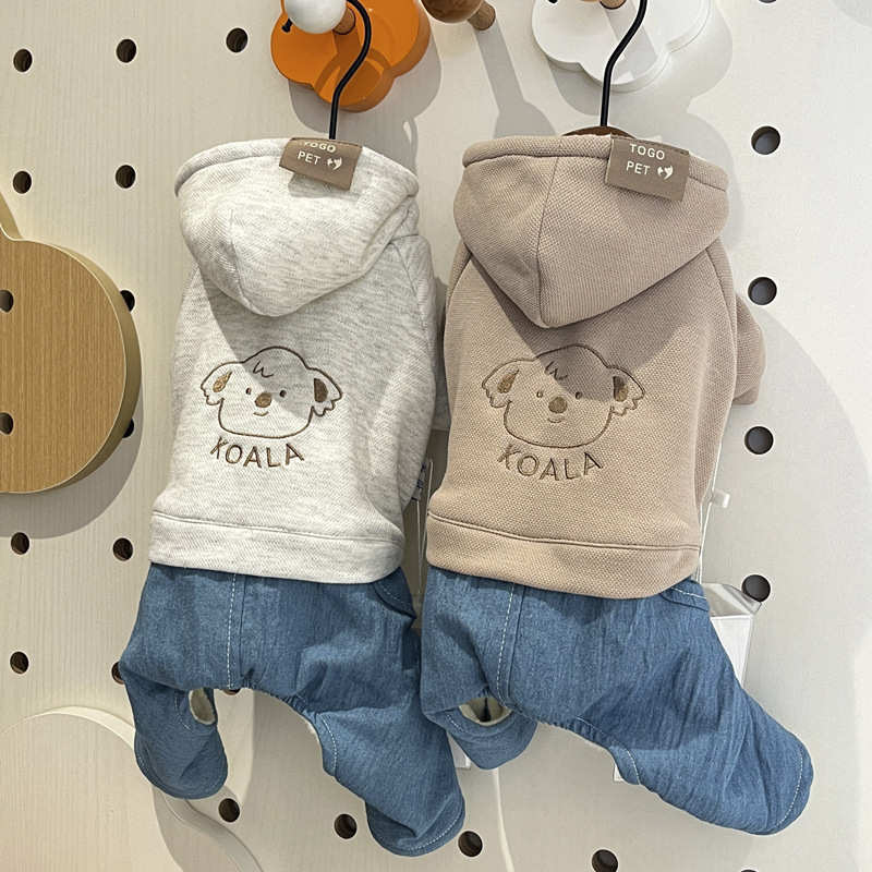 四腿比熊法斗博美泰迪小狗秋冬季狗狗衣服宠物猫咪加绒保暖牛仔衣