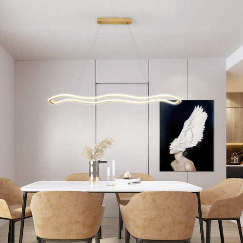 北欧餐厅灯艺术吊灯简约现代轻奢吧台灯弧形线条创意个性led灯具