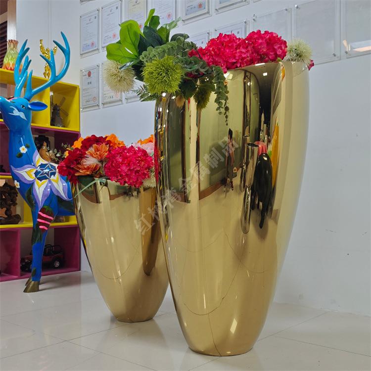 室内酒店办公室商场镜面电镀烤漆304#不锈钢花盆模具冲压金属花钵