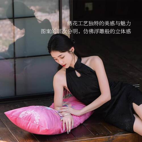 中式扶手枕厅沙发靠垫长条新抱枕床国风大靠背垫客腰枕家头居jx08
