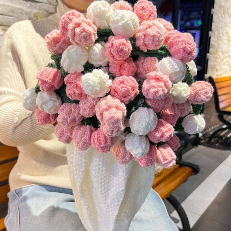 玫瑰花束毯子成品手工鲜花朵毛毯节日闺蜜结婚生日送新年礼物女生