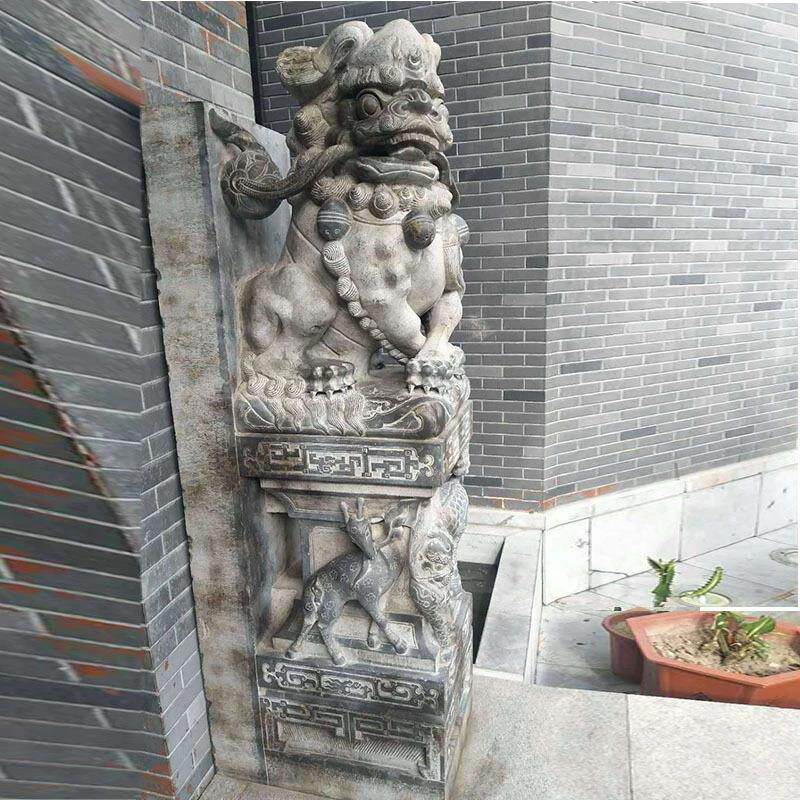 仿古石雕门墩摆件青石老石鼓门墩做旧貔貅麒麟石狮子门墩