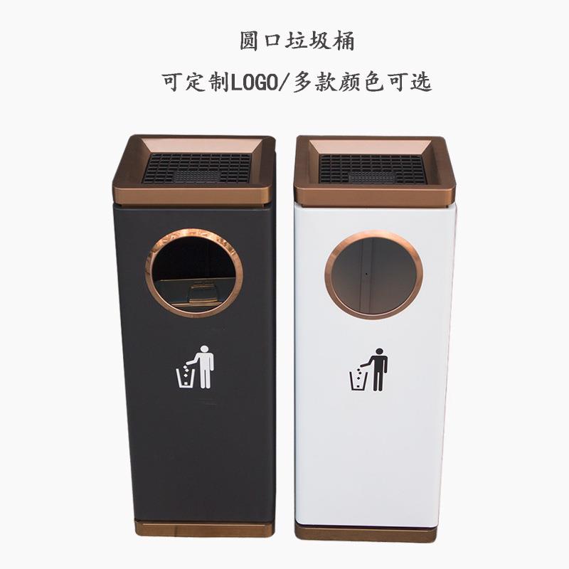 大堂不锈钢立式烟灰桶高档商场走廊烟蒂桶民宿黑色圆形投口垃圾桶