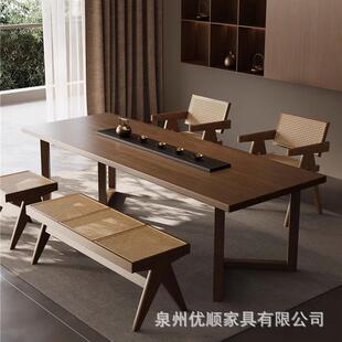 新中式实木茶桌椅组合客厅家用轻奢大板泡茶桌阳台办公室洽谈茶台