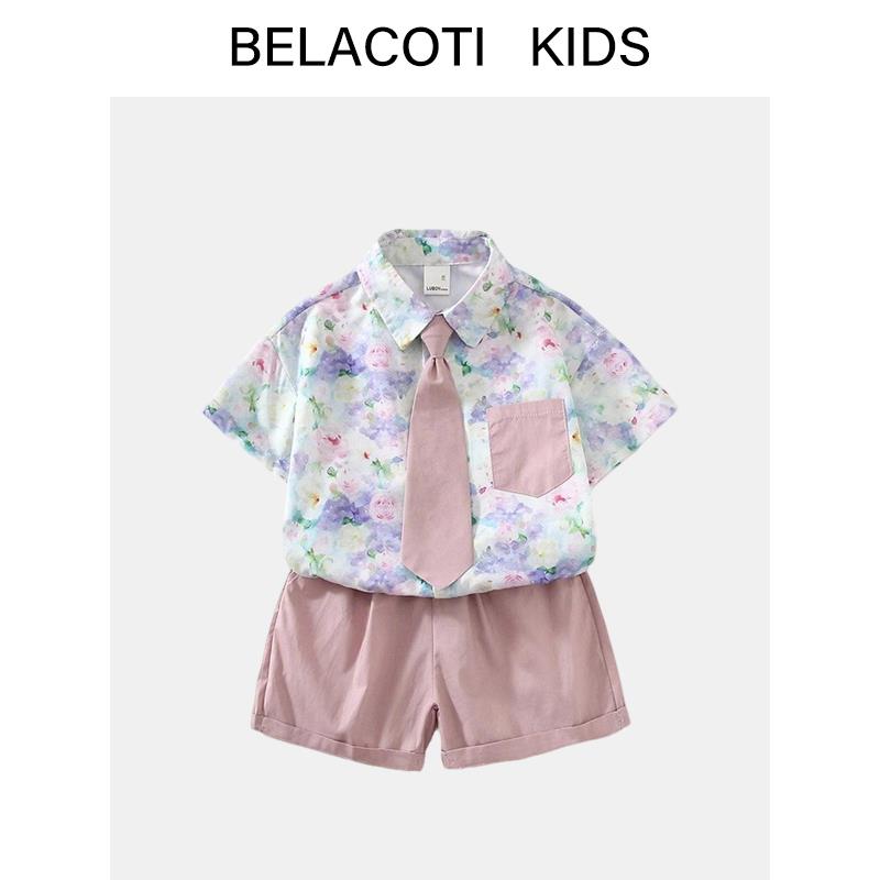 英国Belacoti男童西装套装夏季英伦风西服短袖衬衫花童礼服演出服