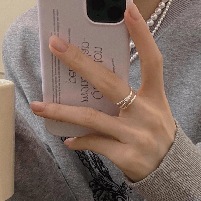 srrmhyn简约线条交叉戒指女2024新款爆款时尚个性可调节指环简约