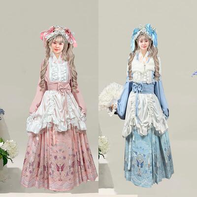 汉服汉洋折衷套装明制交领琵琶袖马面裙洛丽塔春秋中国风可爱女装