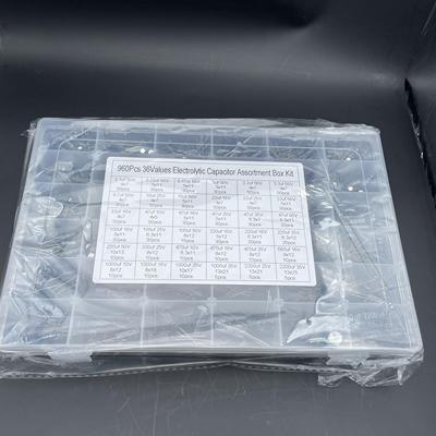 36种容值(0.1uf-2200uf)1000uf 25V35V插件铝电解电容器盒960PCS