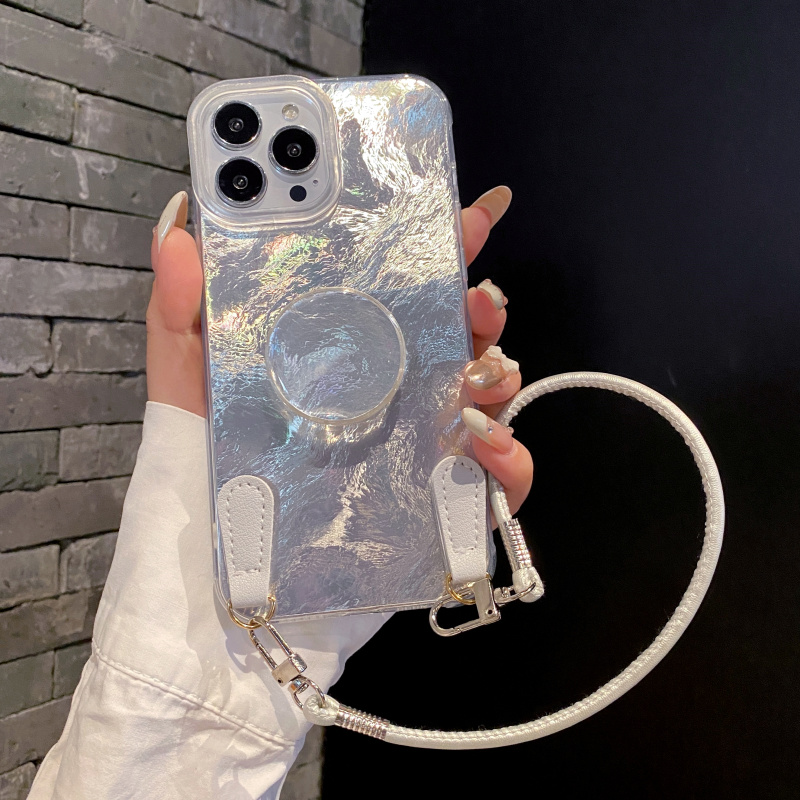 镭射冰川纹支架手拎绳适用红米K80手机壳Note14/13pro轻奢高级Tur