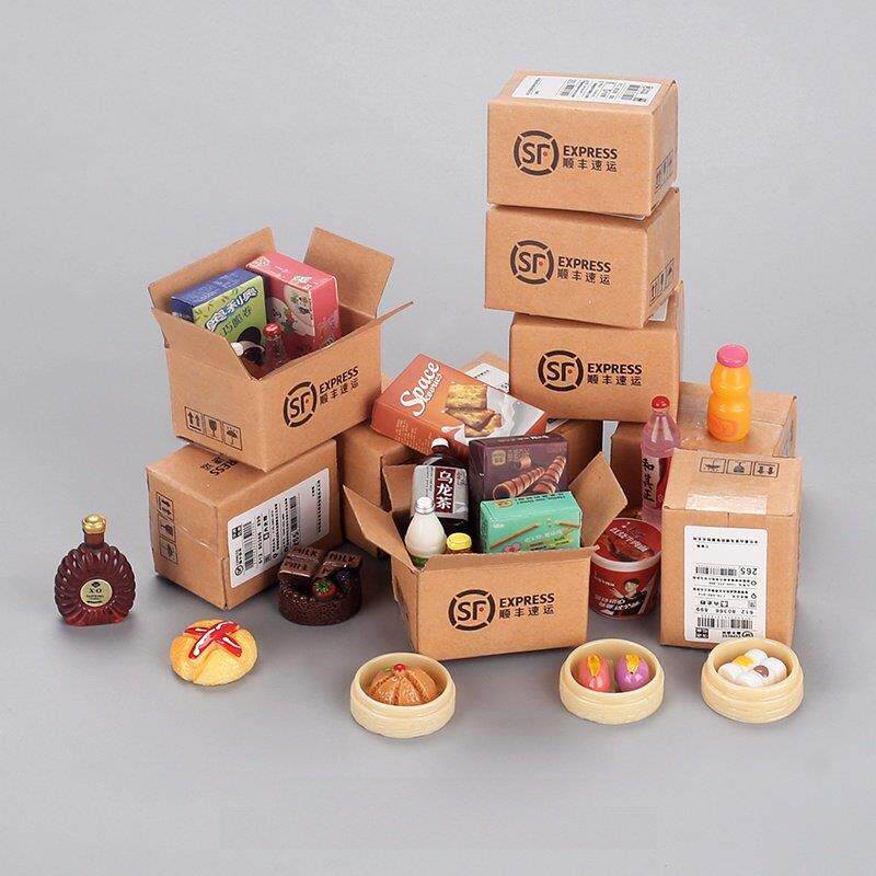 迷你小快递包裹微缩仿真超市小盒子零食模型食玩摆件饮料瓶子玩具