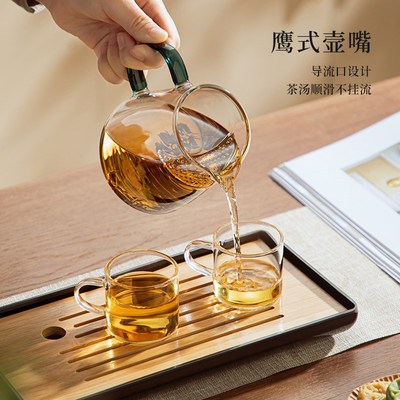 加厚公道杯月牙带茶漏过滤网一体玻璃茶壶泡绿茶器功夫分茶杯