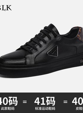 高档BLK男鞋冬季2240新款头层牛皮高帮板鞋男士厚底真皮皮休H闲运