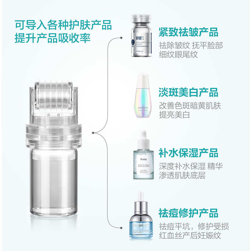 滚针微针水光针滚轮精华原液自动导入仪水溶针痘坑印妊娠收缩毛孔