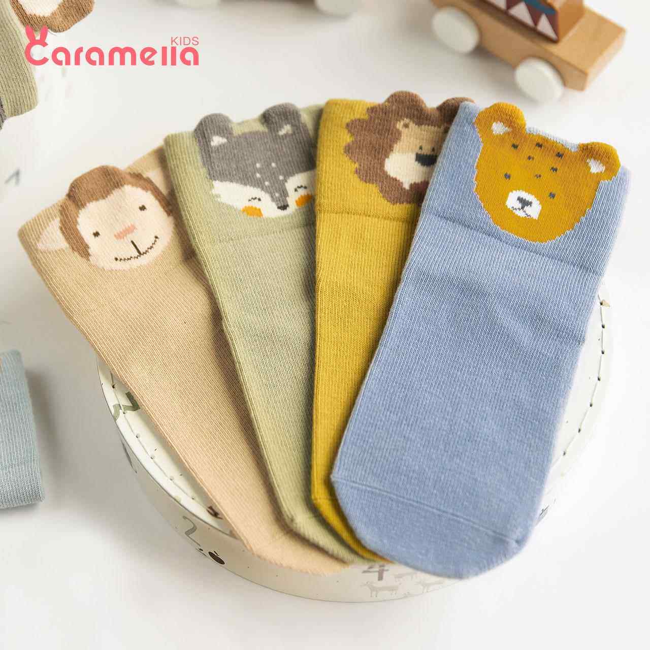 caramella婴儿袜子春秋棉袜儿童袜男可爱卡通全棉中筒袜宝宝爱穿