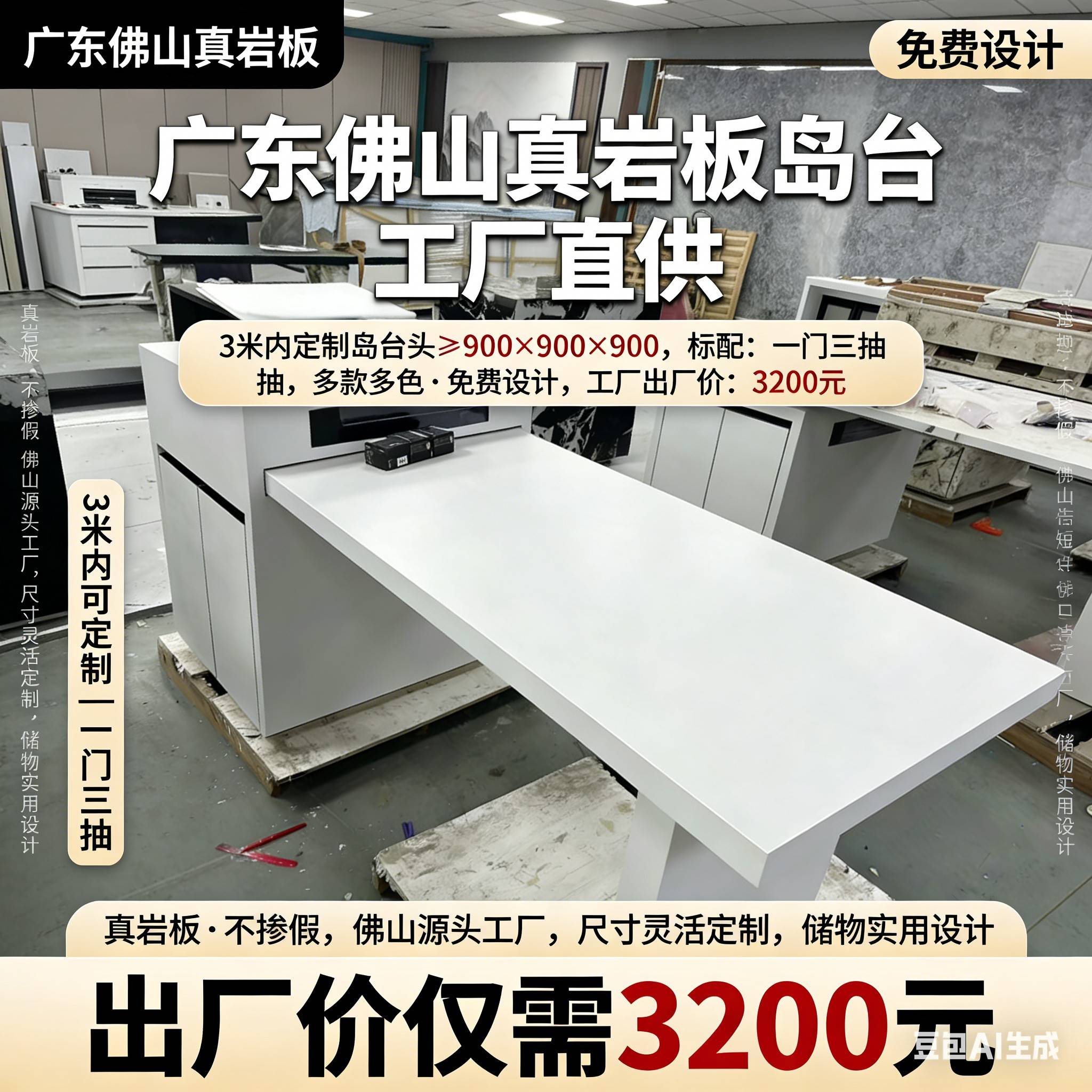 岩板岛台源头大厂可移动伸缩水槽吧台餐桌一体热弯弧形茶台定制