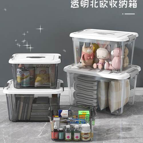 Large Capacity Transparent Plastic Storage Box for Home Use,