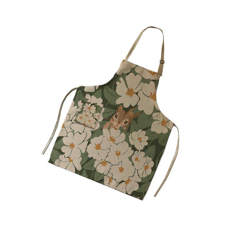VHM7批发法式复古棉麻围裙可调节家用厨房做饭防污围兜美甲店花艺