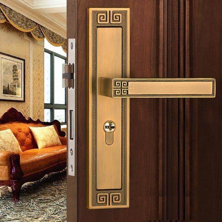 新中式防古门锁室内卧室家用房间实木门锁把手通用型静音五金锁具