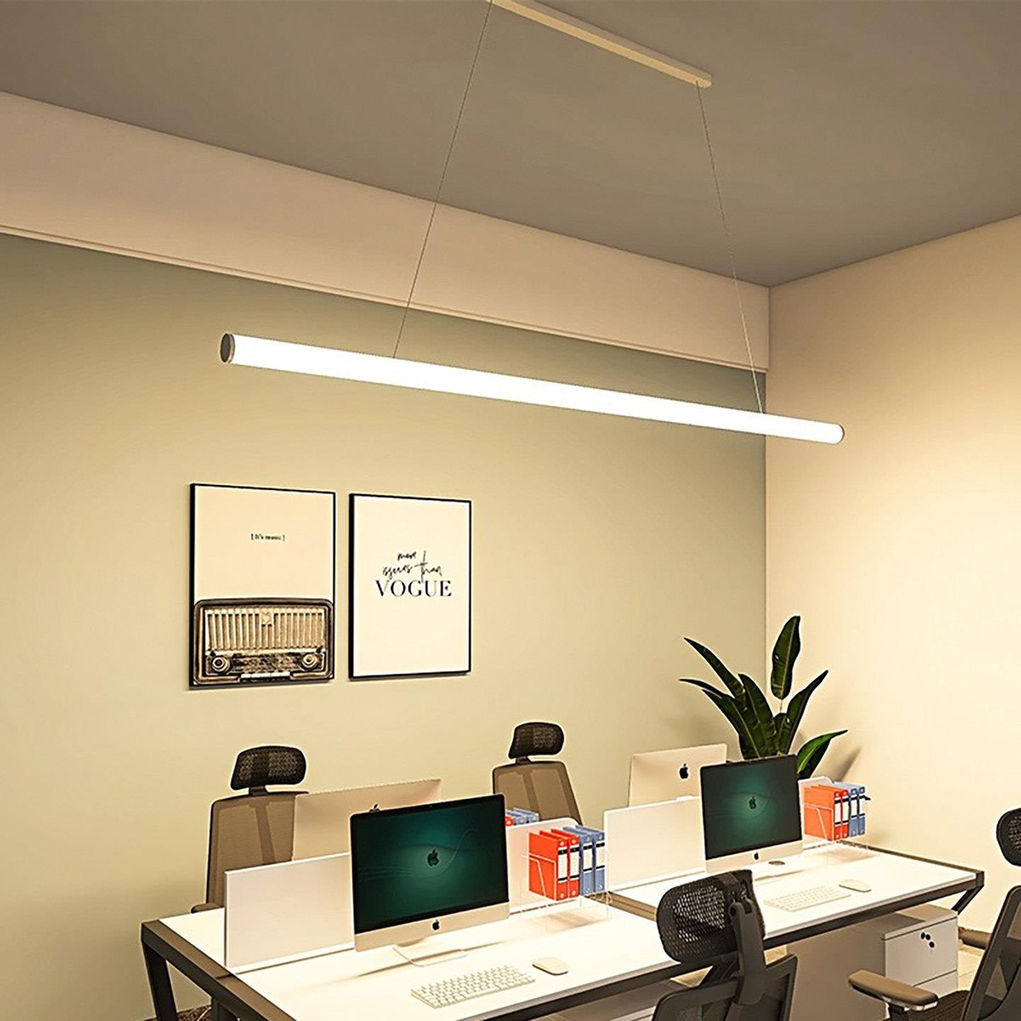 LED办公吊灯长条形简约现代风格 可调光铝材质健身房照明灯具