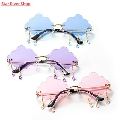 UV400 ndy Tassel Sunglasses Fashion Retro Rimless Sun Gla