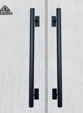 极简单面侧偏装圆拉手木门窄有框玻璃柜移谷仓门明装楼梯扶手把手