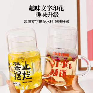 高硼硅大容量带盖杯子家用喝水杯女耐高温玻璃带把刻度杯男泡茶杯
