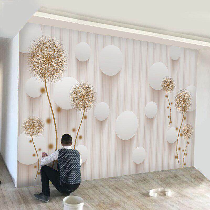 3d立体蒲公英电视背景墙壁纸自粘墙贴现代简约影视画布客厅贴画